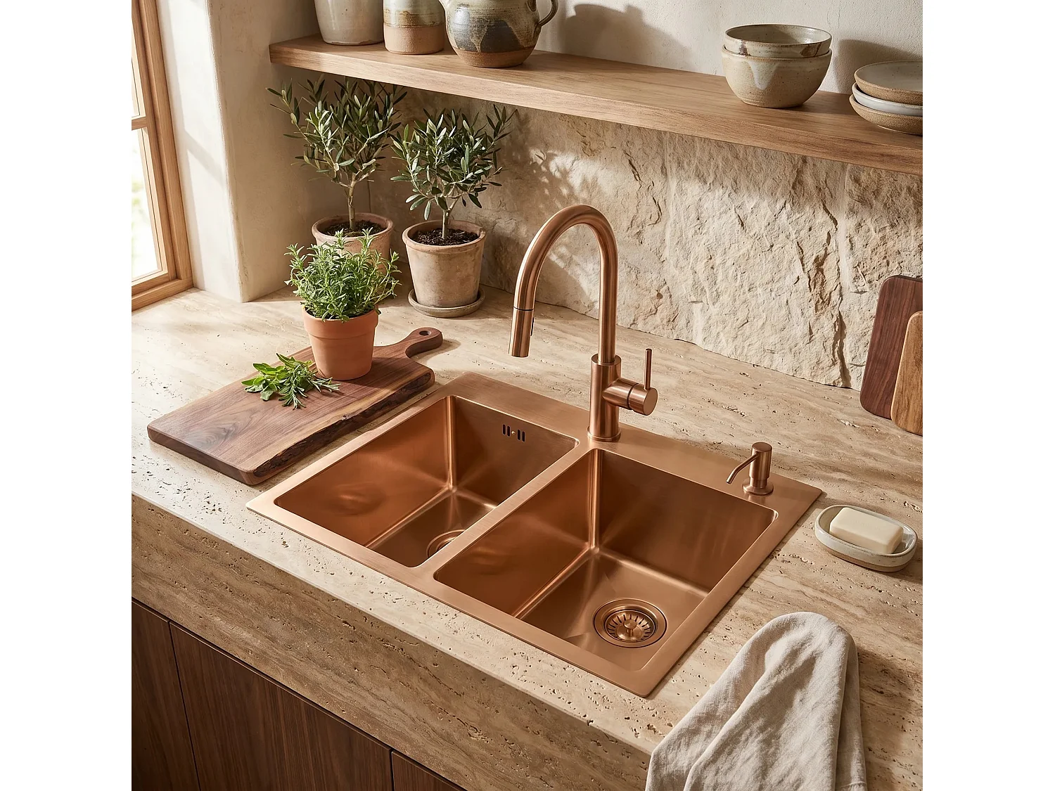 Stalen Spoelbak Rea Toby Brush Copper