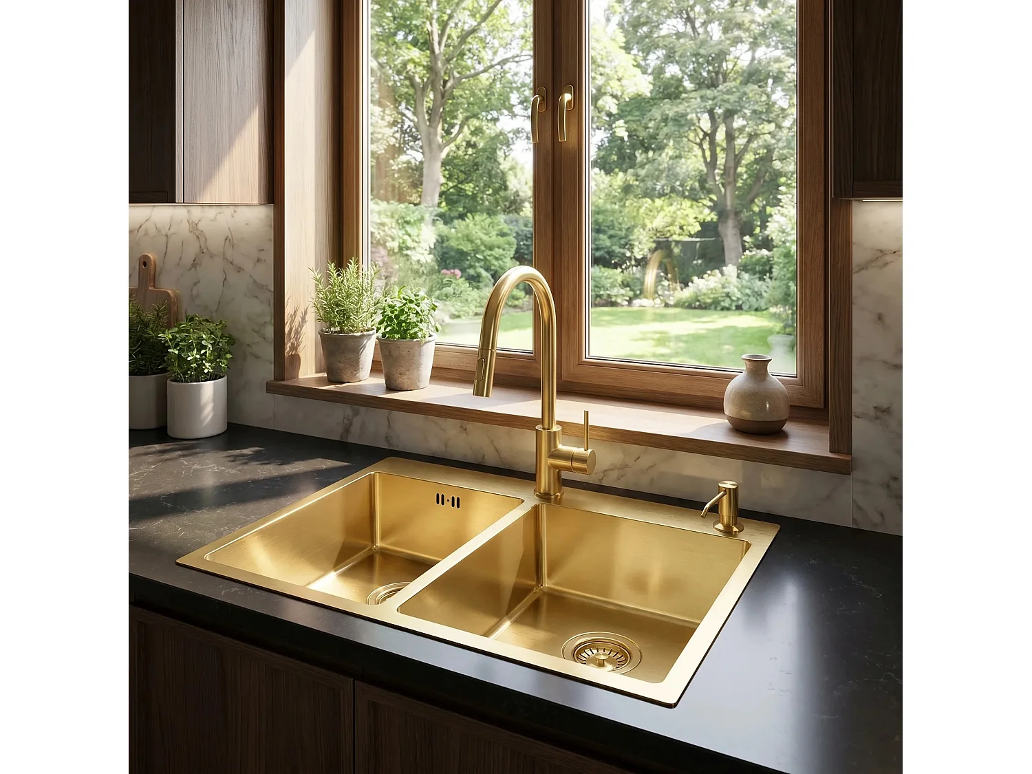 Stalen Spoelbak Rea Toby Brush Gold