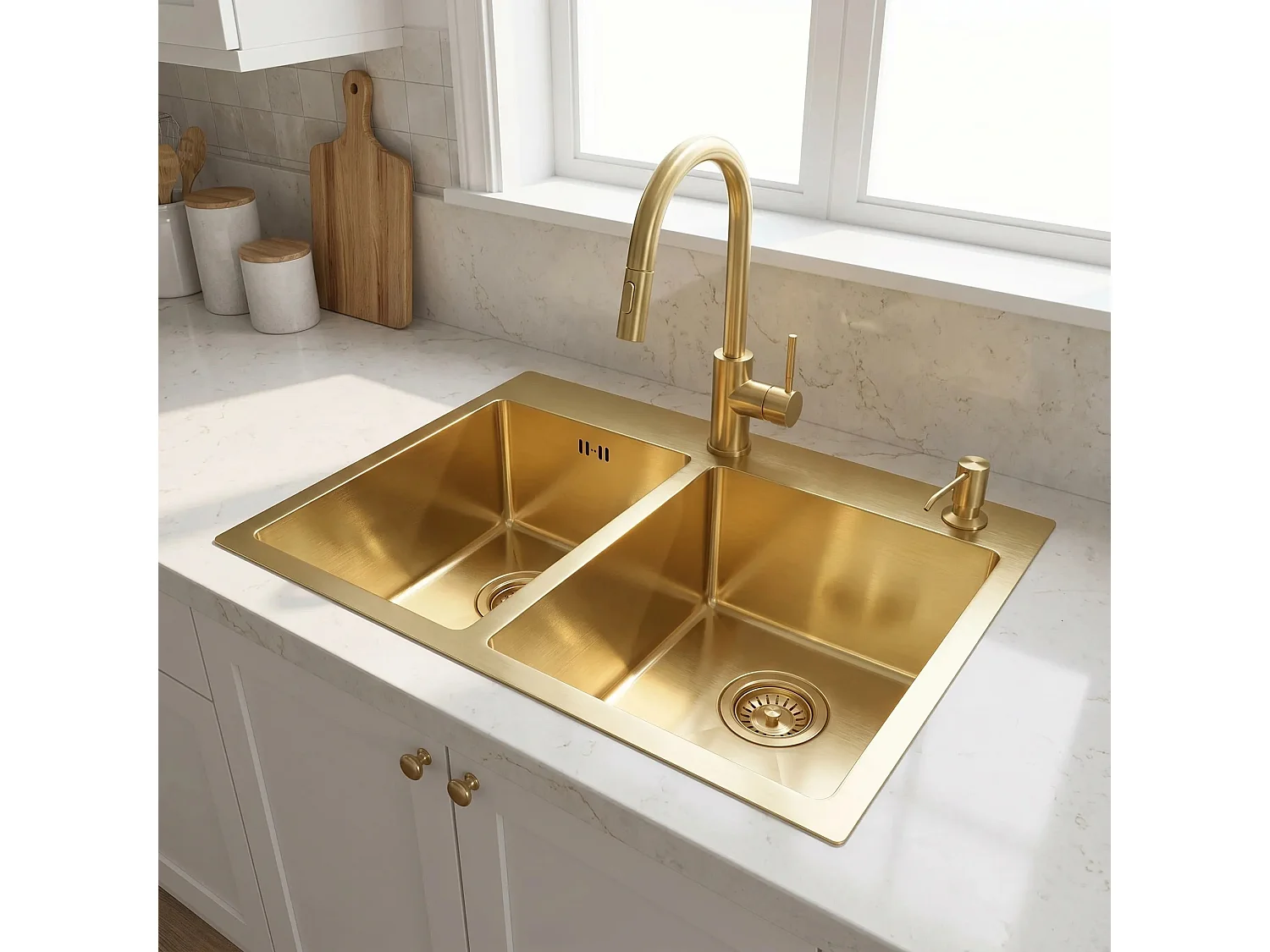 Stalen Spoelbak Rea Toby Brush Gold