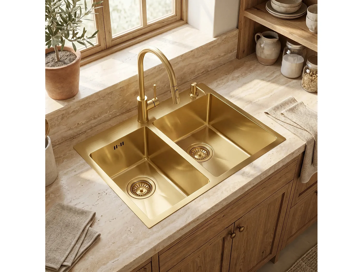 Stalen Spoelbak Rea Toby Brush Gold