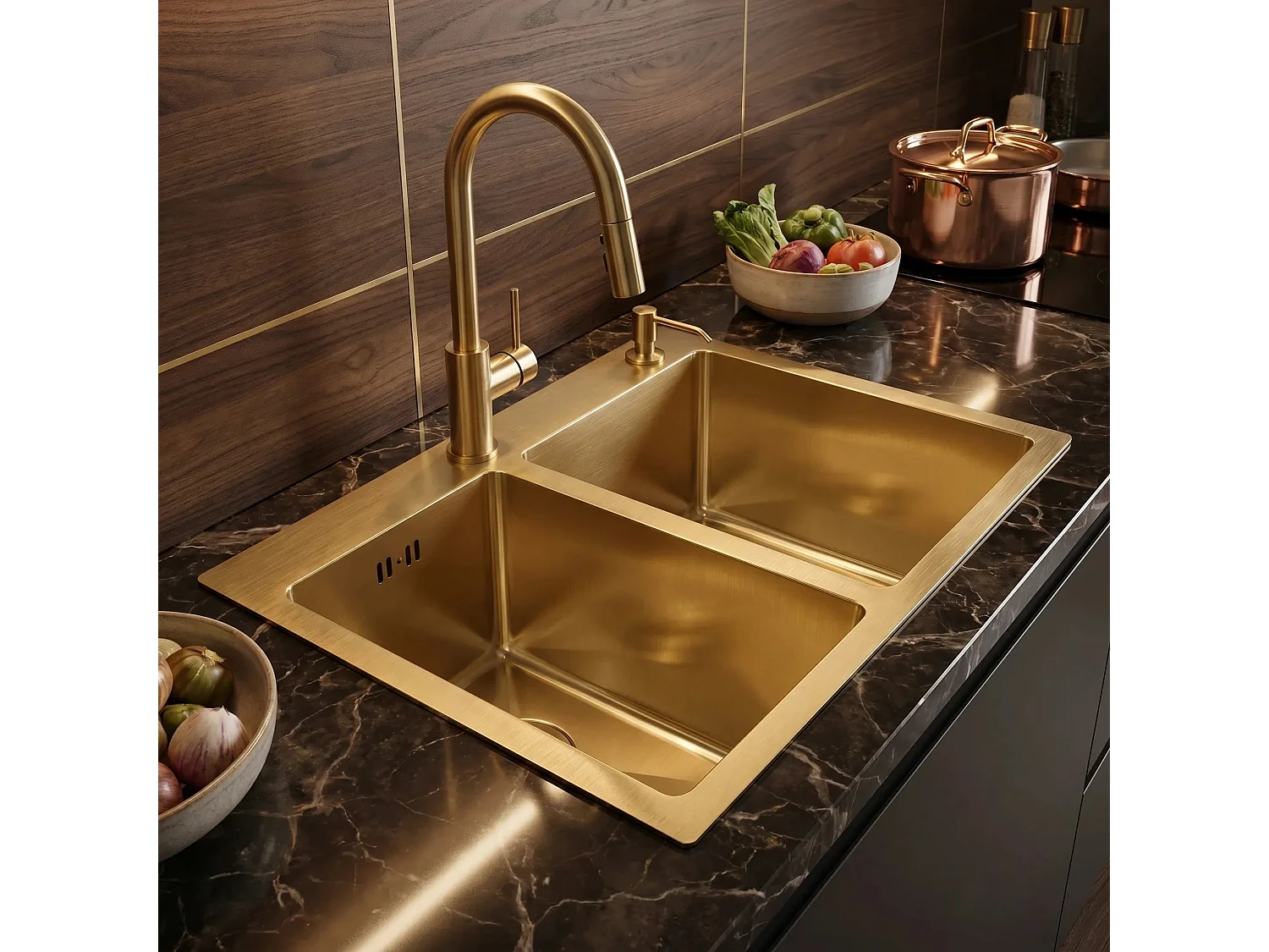 Stalen Spoelbak Rea Toby Brush Gold