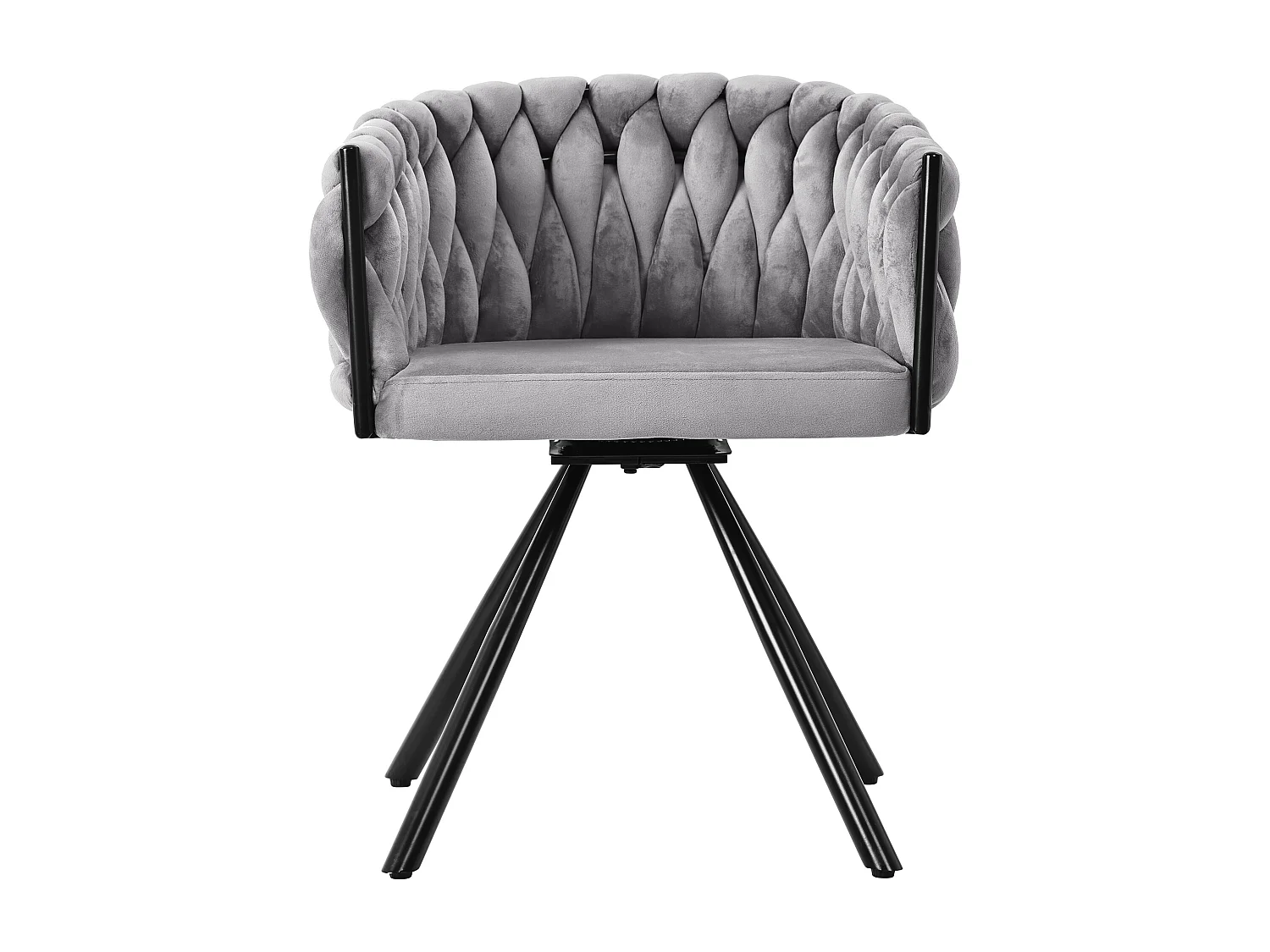 Set of 2 swivel velvet chairs - 59 x 54 x 72 cm - with 4 metal legs - grey