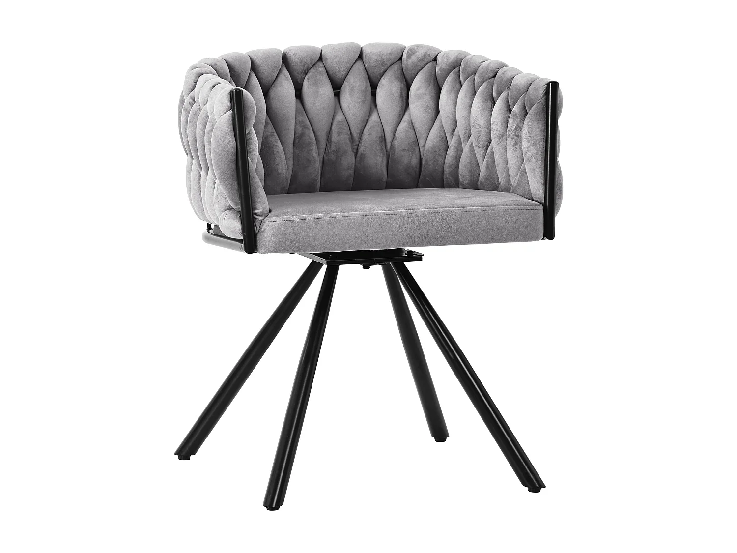 Set of 2 swivel velvet chairs - 59 x 54 x 72 cm - with 4 metal legs - grey