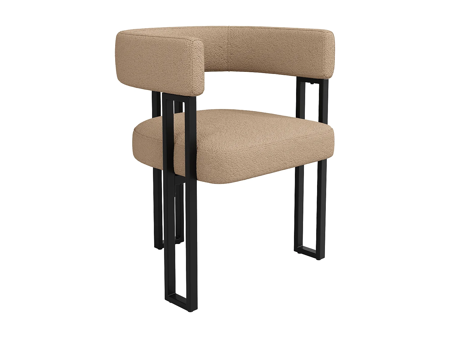 Set of 4 dining chairs - 54 x 51.5 x 72 cm - curved backrest - fabric + metal - brown