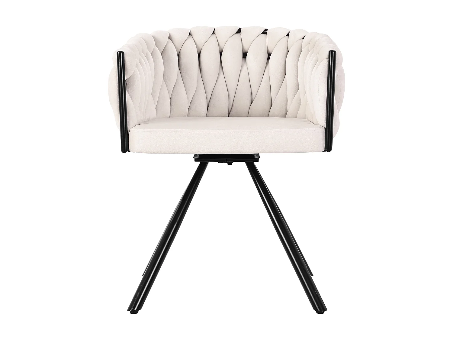Set of 4 swivel velvet chairs - 59 x 54 x 72 cm - with 4 metal legs - beige