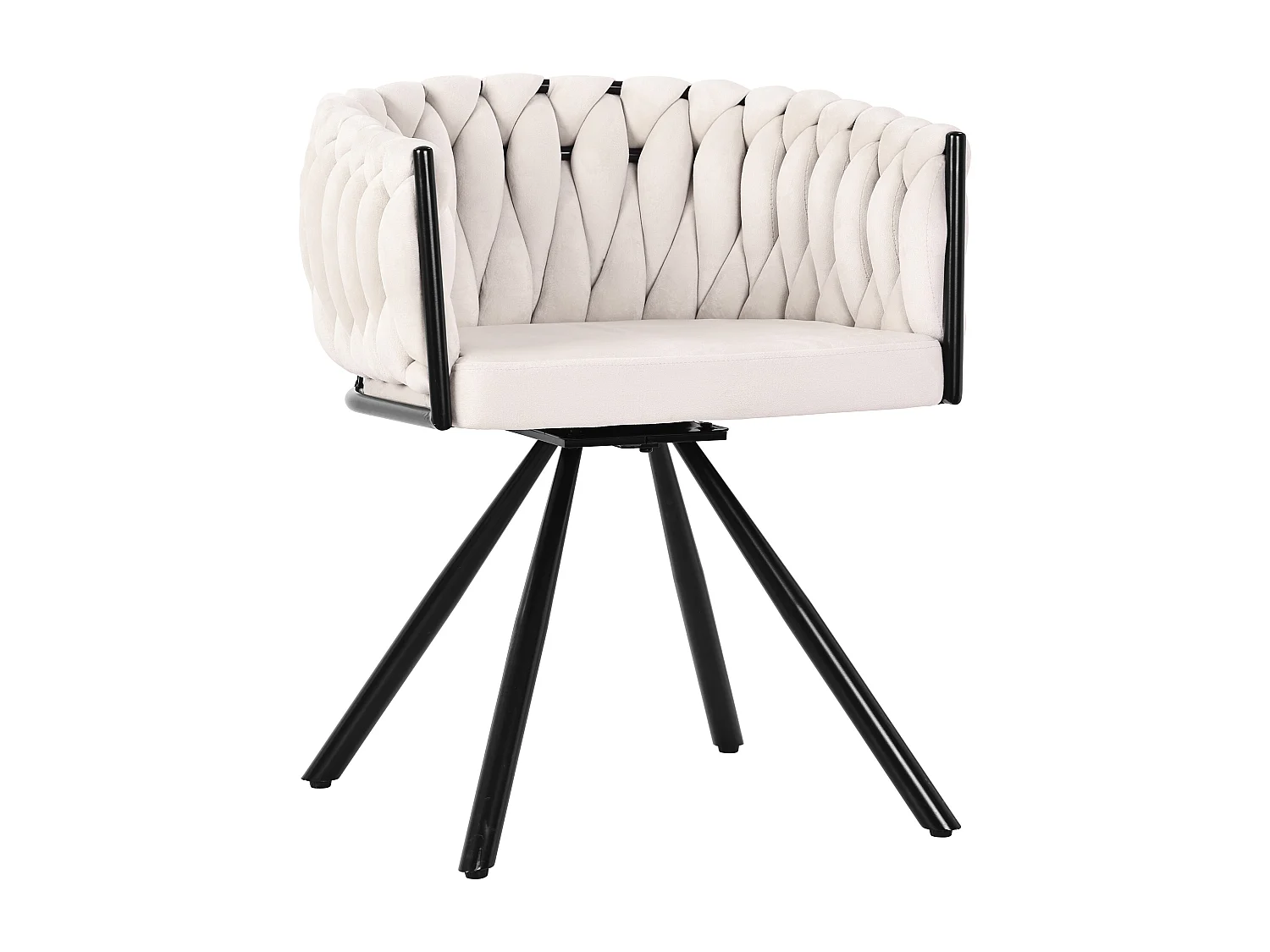 Set of 2 swivel velvet chairs - 59 x 54 x 72 cm - with 4 metal legs - beige