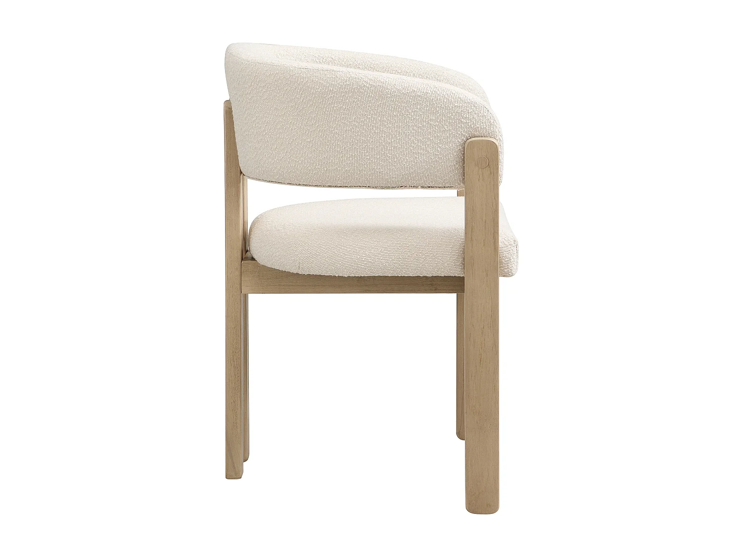 Set of 2 solid wood dining chairs - 60 x 51 x 80 cm - curved backrest - looped upholstery - natural
