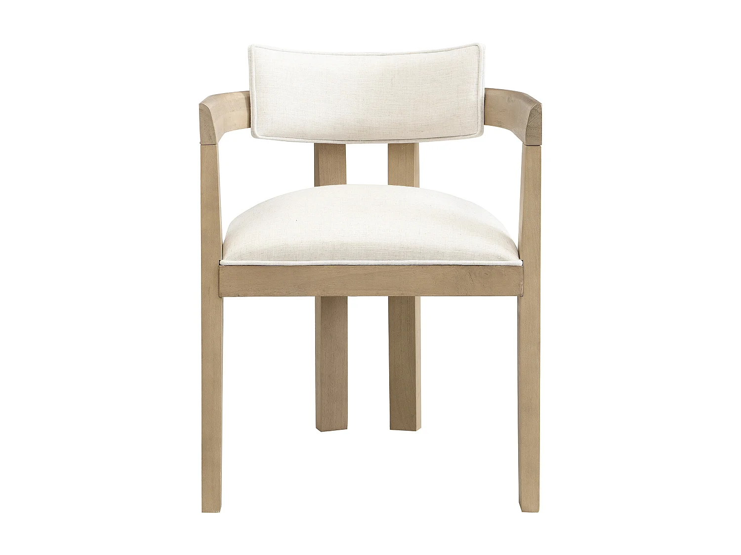 Set of 4 solid wood dining chairs - 57.5 x 60.5 x 78.5 cm - modern style - linen - natural