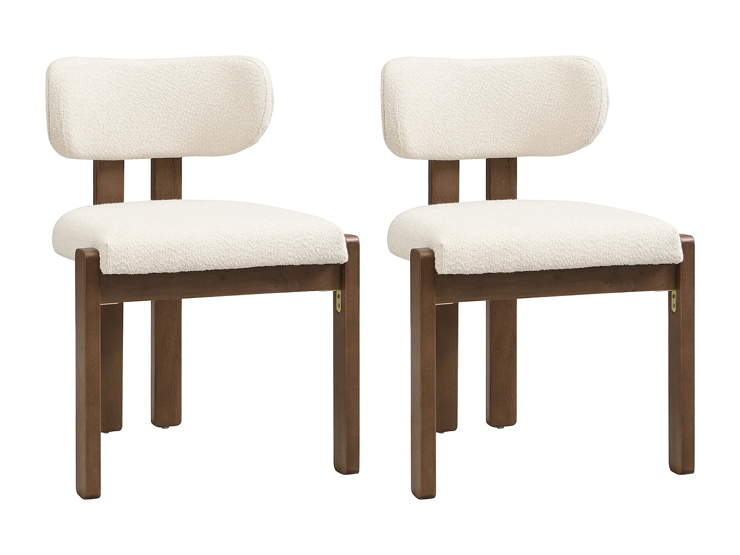 Set of 2 solid wood dining chairs - 54 x 54 x 79 cm - Modern style - curly finish - beige + brown