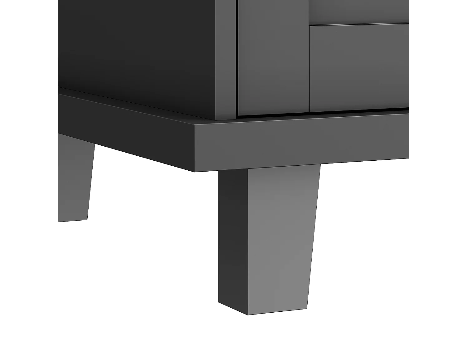 Mobile kitchen island with 1 door + 2 drawers and open storage shelves - 129 x 46 x 92 cm - MDF wood - Black