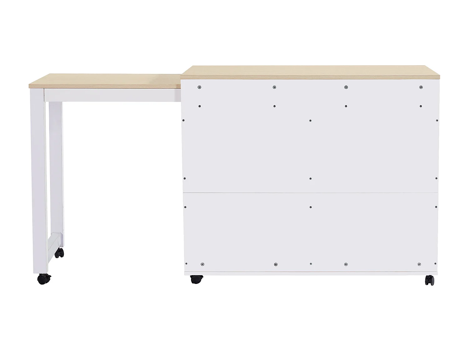 Kitchen island with extendable table and 4 doors - 118/180 x 50 x 94 cm - MDF - White