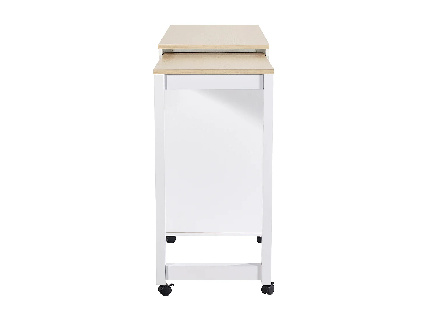 Kitchen island with extendable table and 4 doors - 118/180 x 50 x 94 cm - MDF - White
