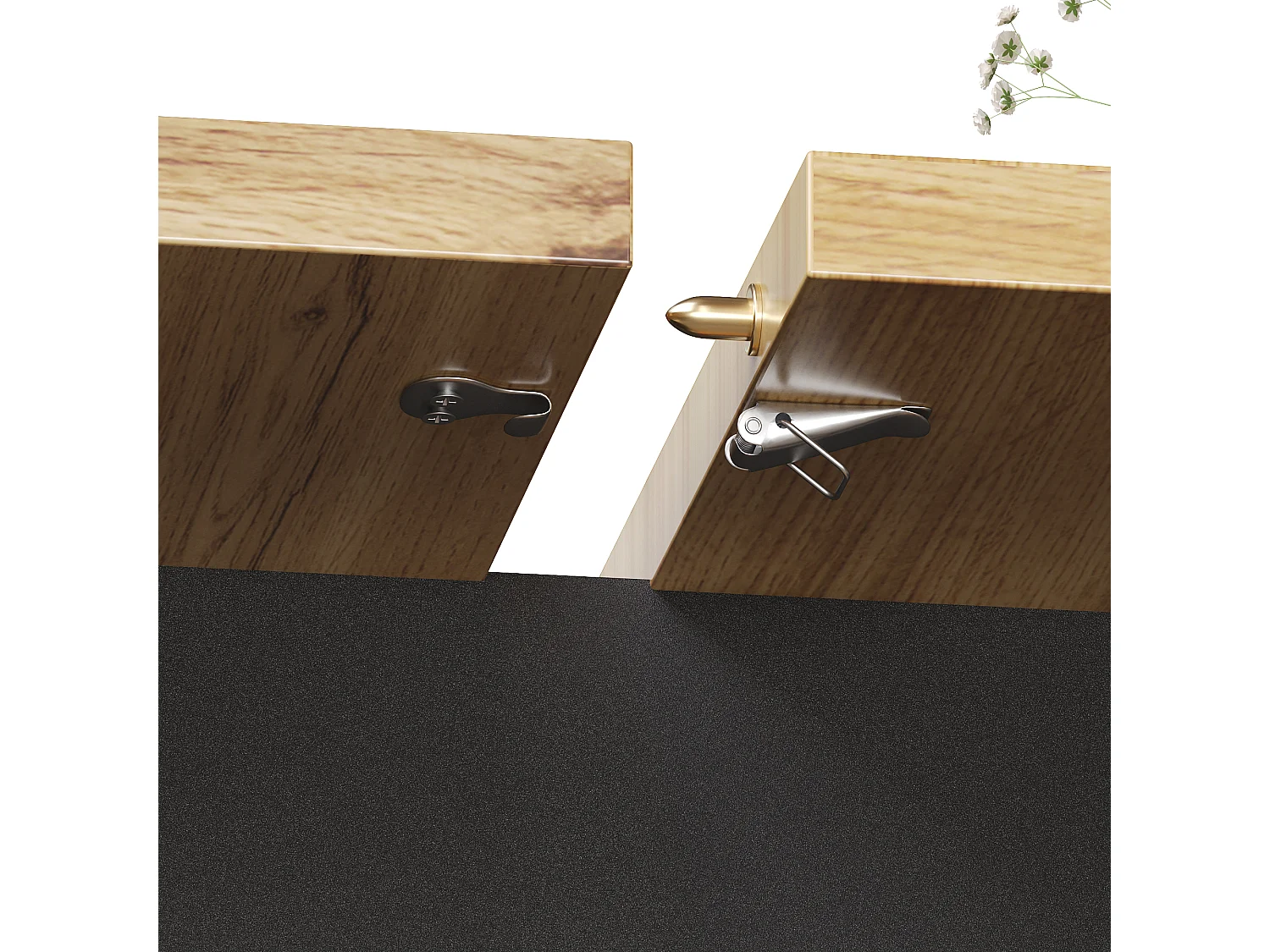 Folding dining table for 4-6 people - 110-140 x 80 x 75 cm - extendable - with door and drawer - MDF - black