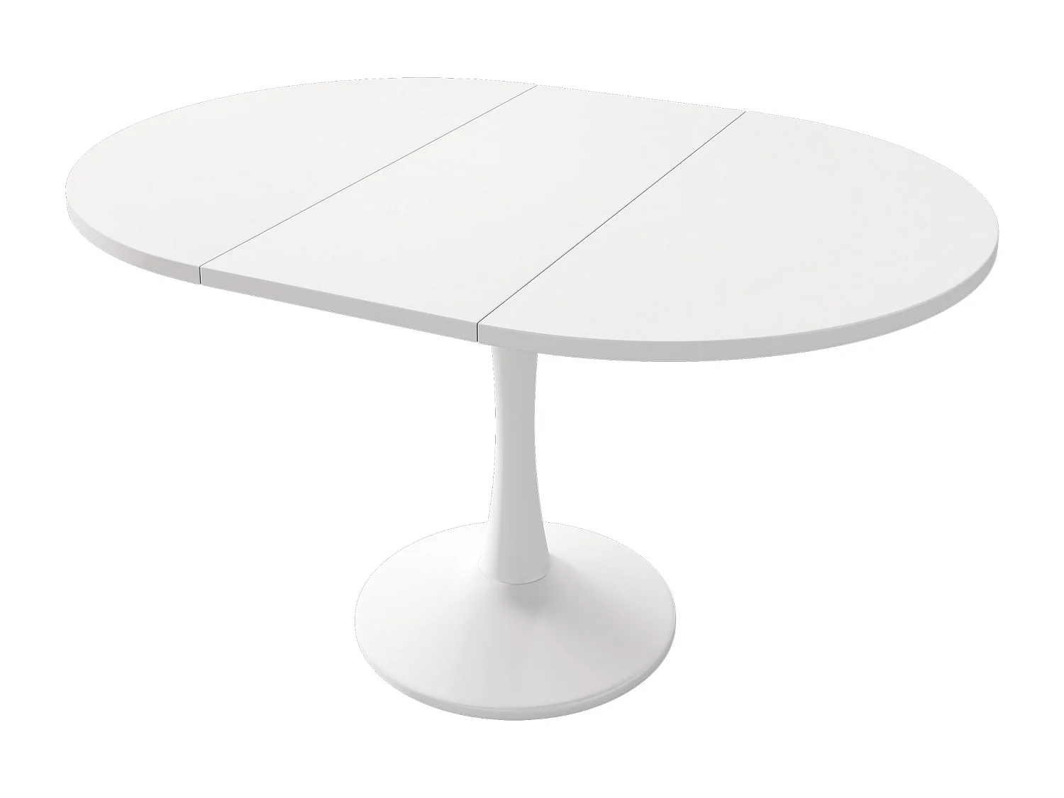 Oval extendable dining table for 4 to 6 people - 100/140 x 100 x 75 cm - MDF wood - White