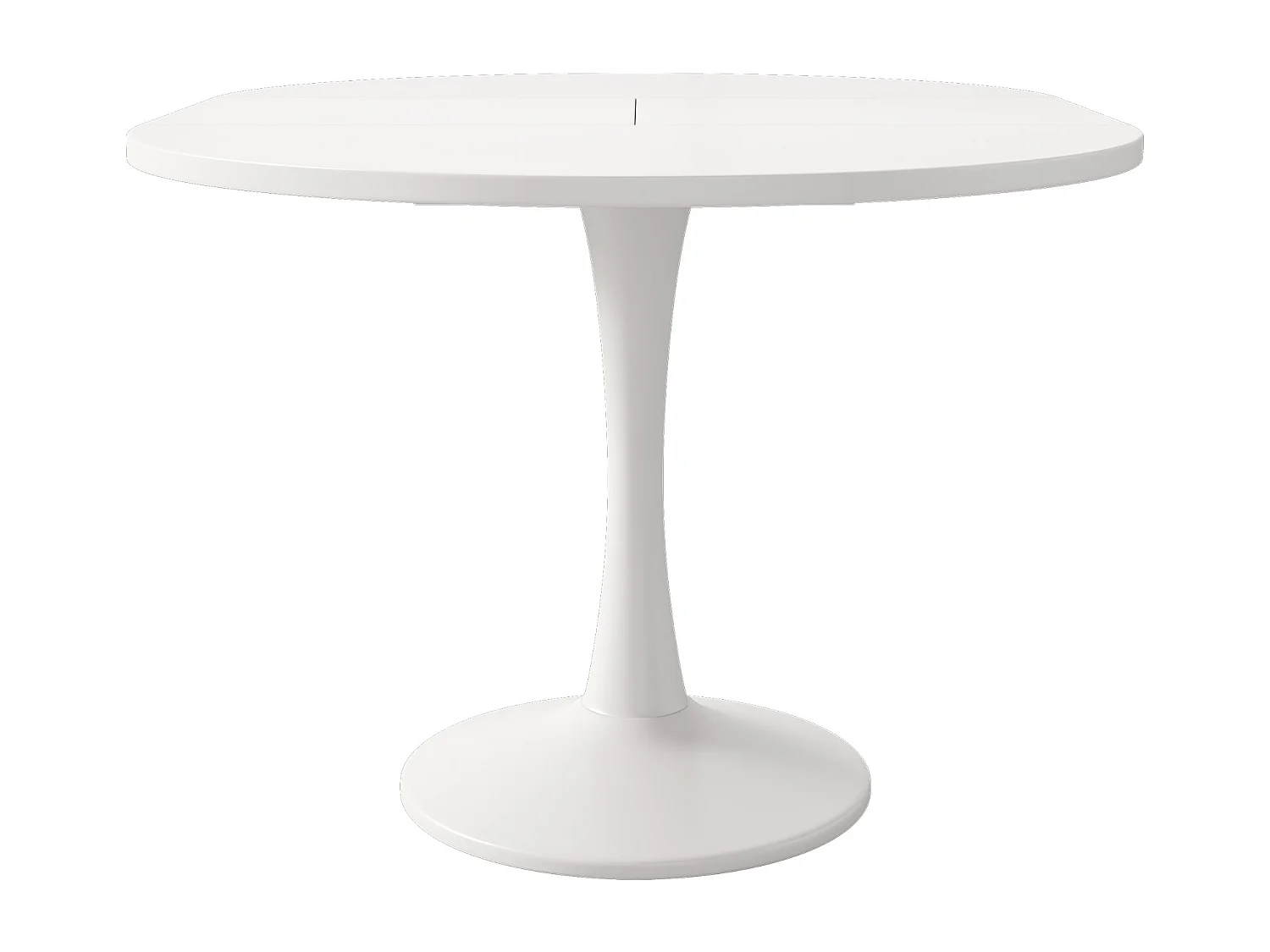 Oval extendable dining table for 4 to 6 people - 100/140 x 100 x 75 cm - MDF wood - White