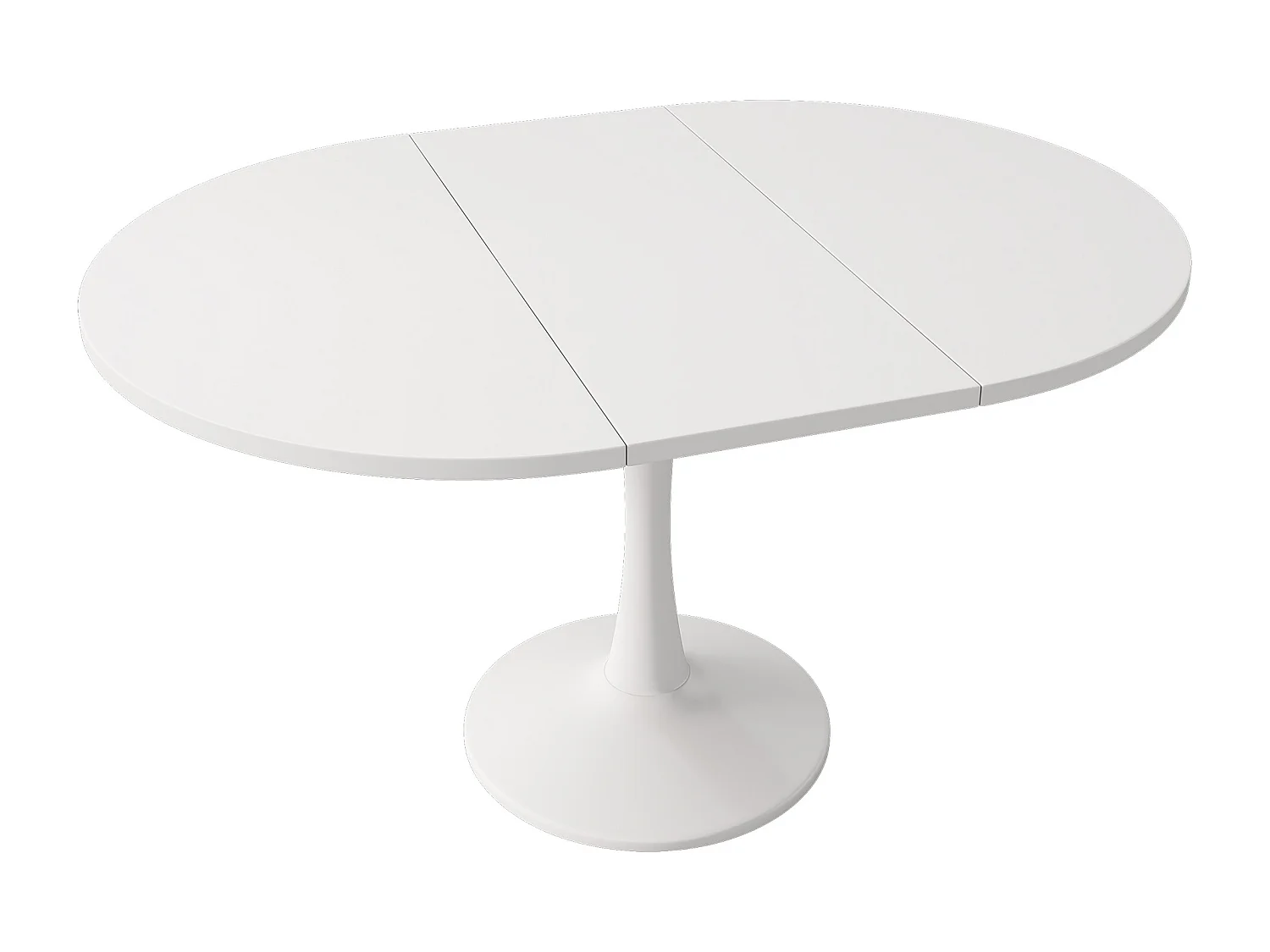 Oval extendable dining table for 4 to 6 people - 100/140 x 100 x 75 cm - MDF wood - White