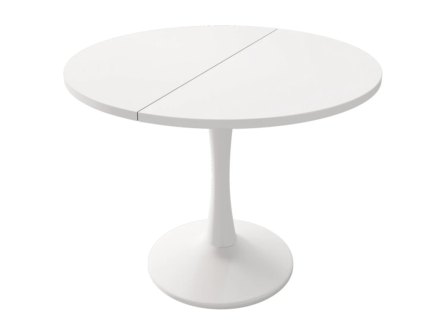 Oval extendable dining table for 4 to 6 people - 100/140 x 100 x 75 cm - MDF wood - White