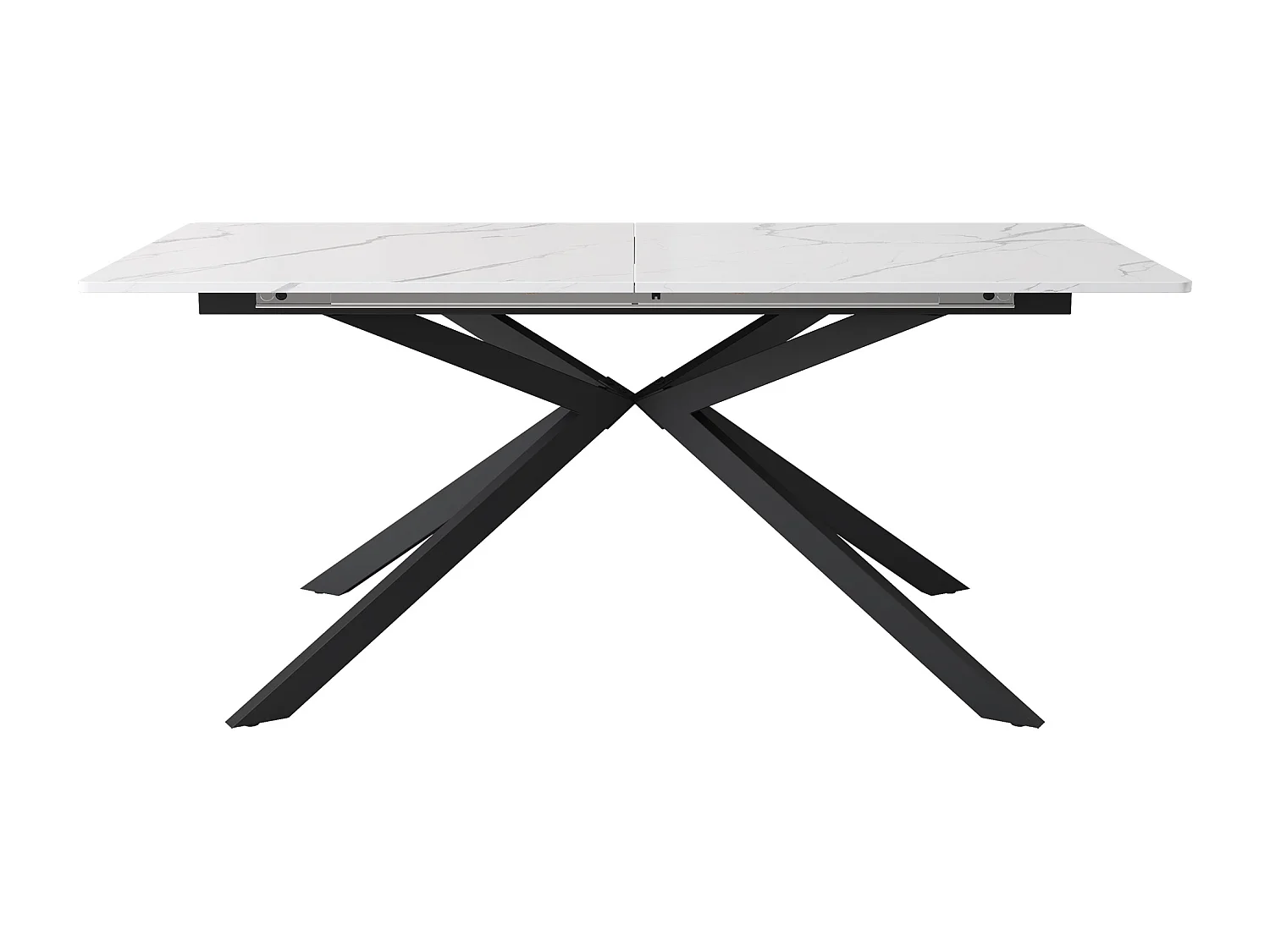 Extendable dining table for 4 to 6 people - 150/180 x 70 x 75.5 cm - marble pattern - MDF - white + black