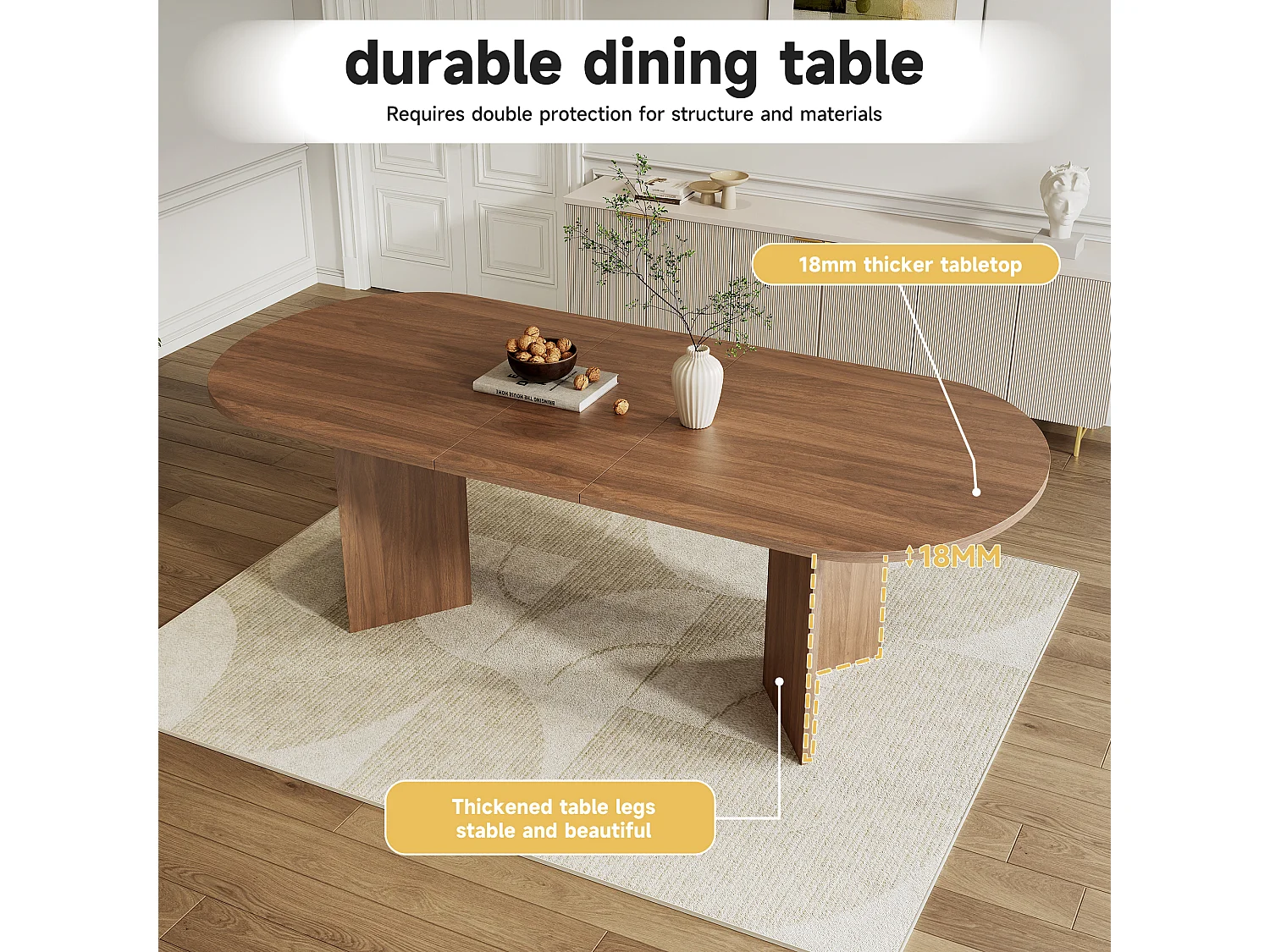 Extendable dining table - 160/200 x 90 x 75 cm - for 4 to 6 people - simple style - MDF - brown
