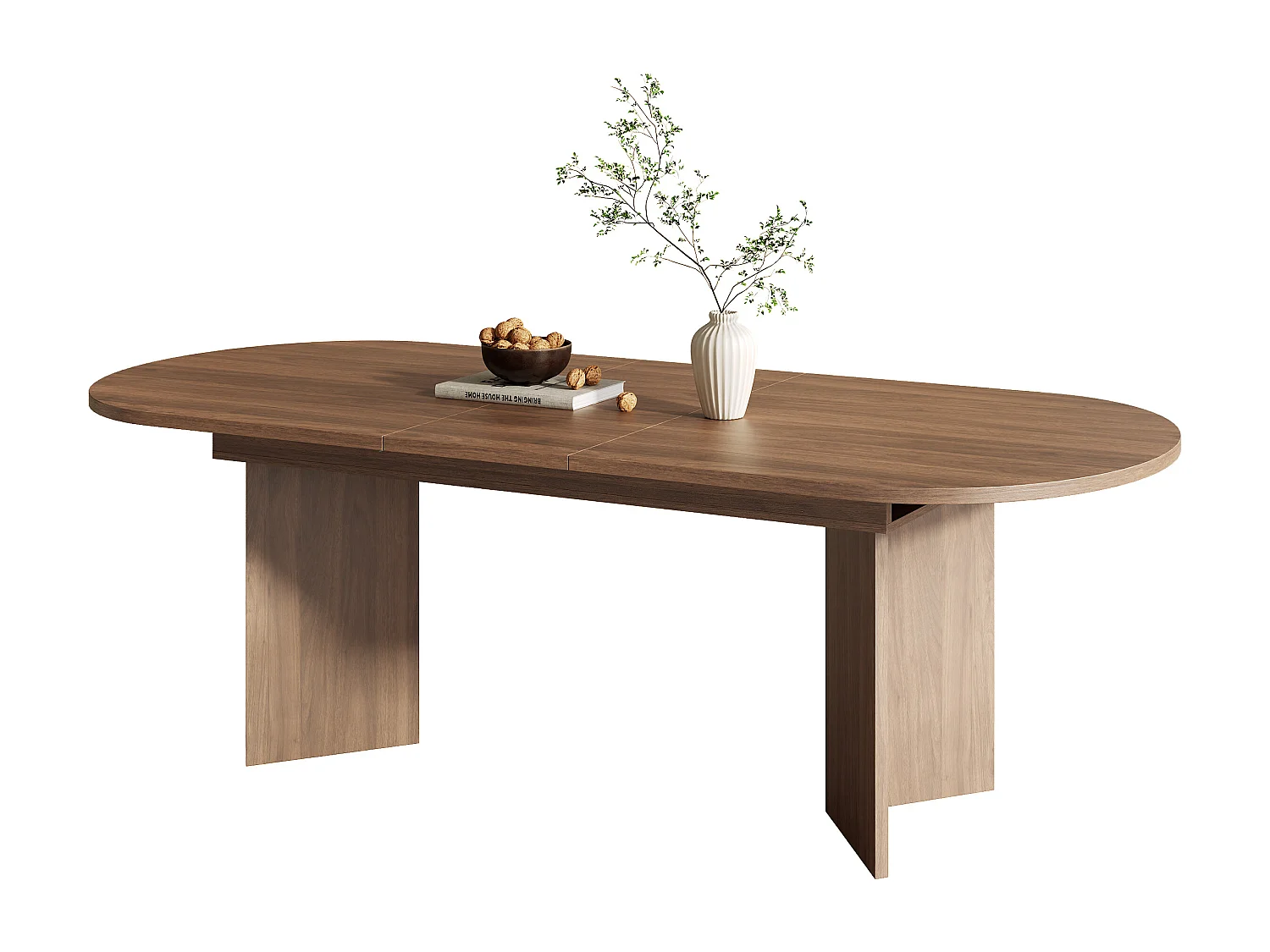 Extendable dining table - 160/200 x 90 x 75 cm - for 4 to 6 people - simple style - MDF - brown