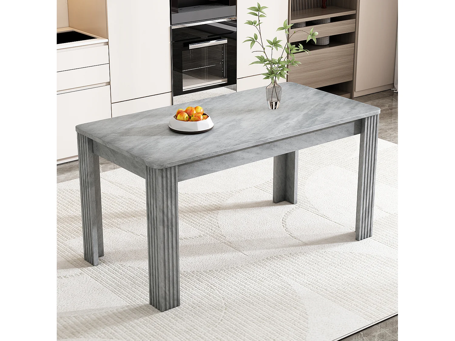 4-seater dining table - 116 x 65 x 75 cm - with 4 legs - modern style - chipboard - grey