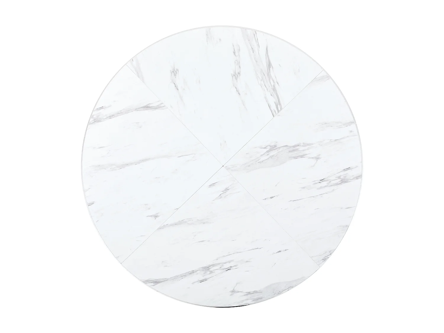 Round dining table - 100 x 100 x 75 cm - Marble-effect top and metal base - MDF wood - White