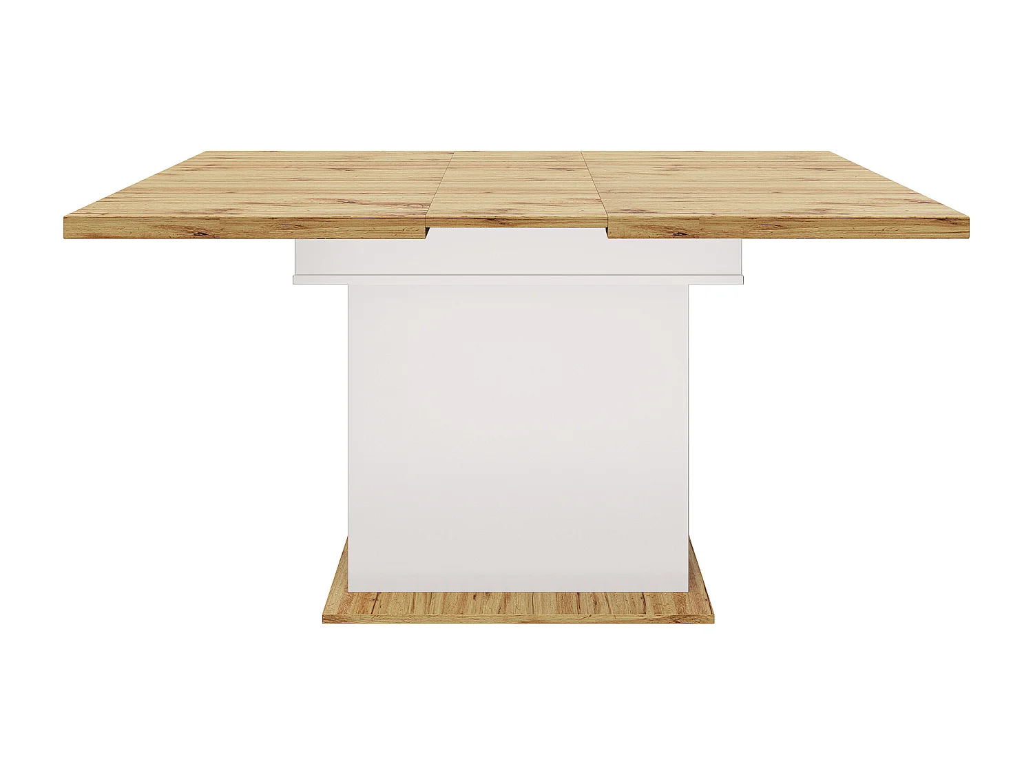 Folding dining table for 4-6 people - 110-140 x 80 x 75 cm - extendable top - with 1 door + 2 drawers - MDF - white