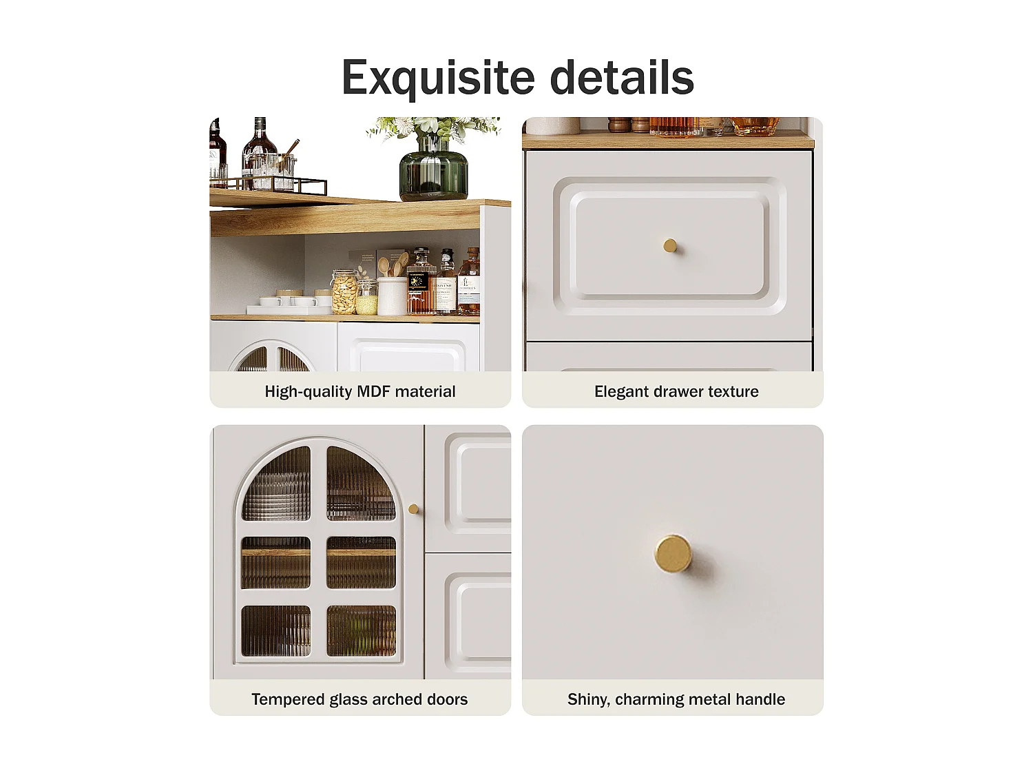 Rotating bar cabinet - 204 x 39 x 104 cm - with 2 drawers + 1 door + 3 snack shelves - MDF - white