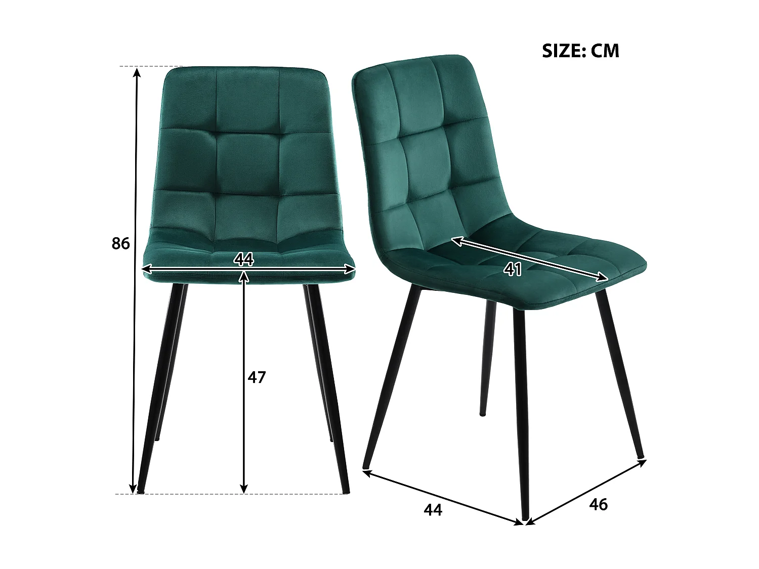 5-piece dining table and chair set - 1 table + 4 velvet chairs - metal legs - green and white