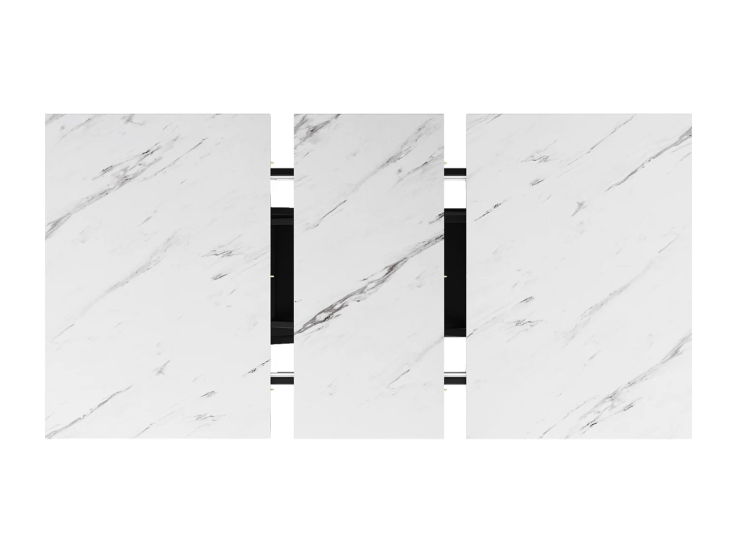 Dining set (5 pieces) - extendable marble table + 4 velvet chairs - MDF + metal - white + black