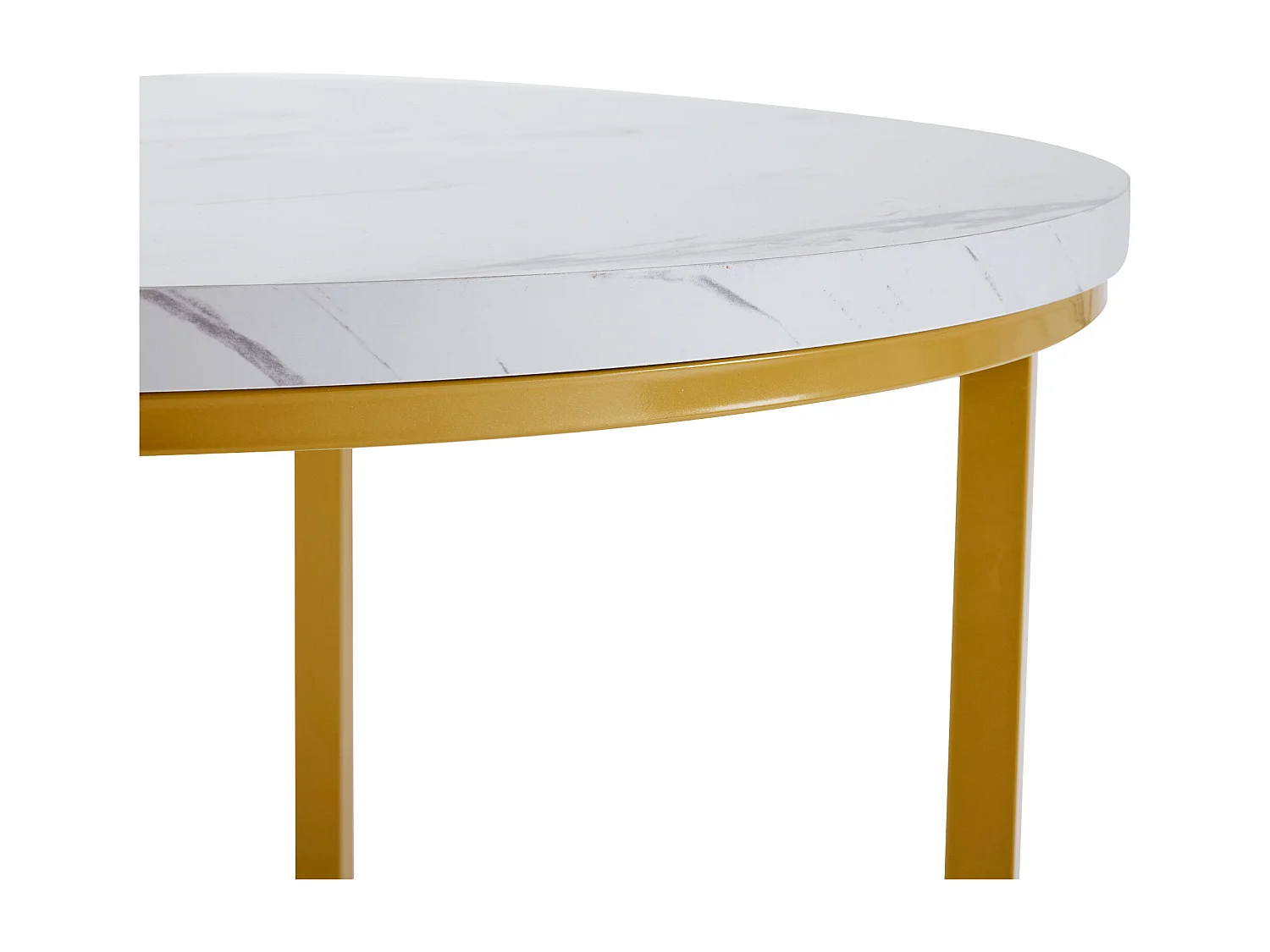 Dining set (5 pieces) - 1 table + 4 velvet chairs - iron frame - MDF - white + gold