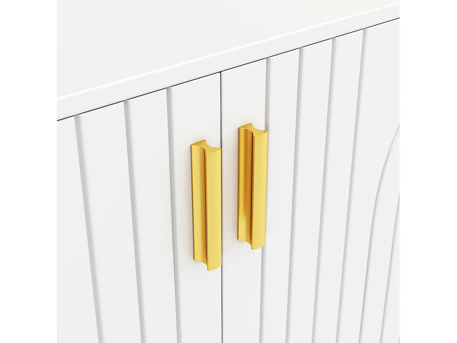 Sideboard with 4 doors - 152 x 40 x 75 cm - MDF wood - Wave design - White