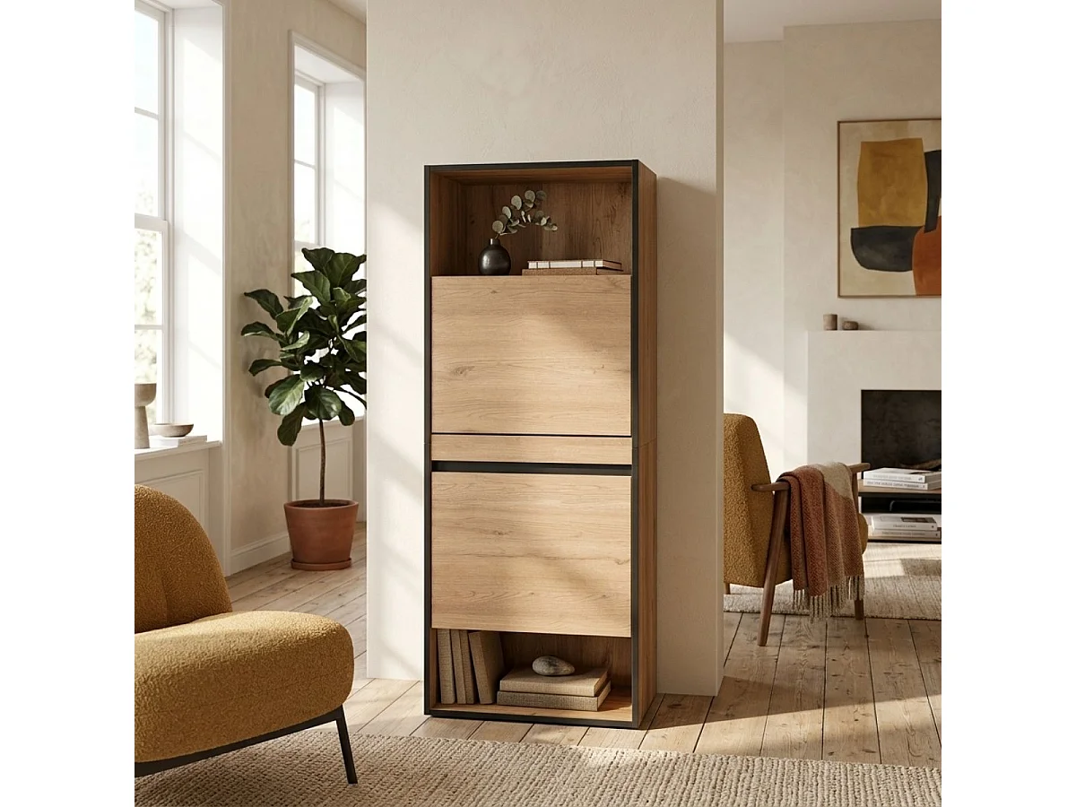 Zapatero Kroma 2 puertas abatibles 10 pares natural 145x60x35 cm