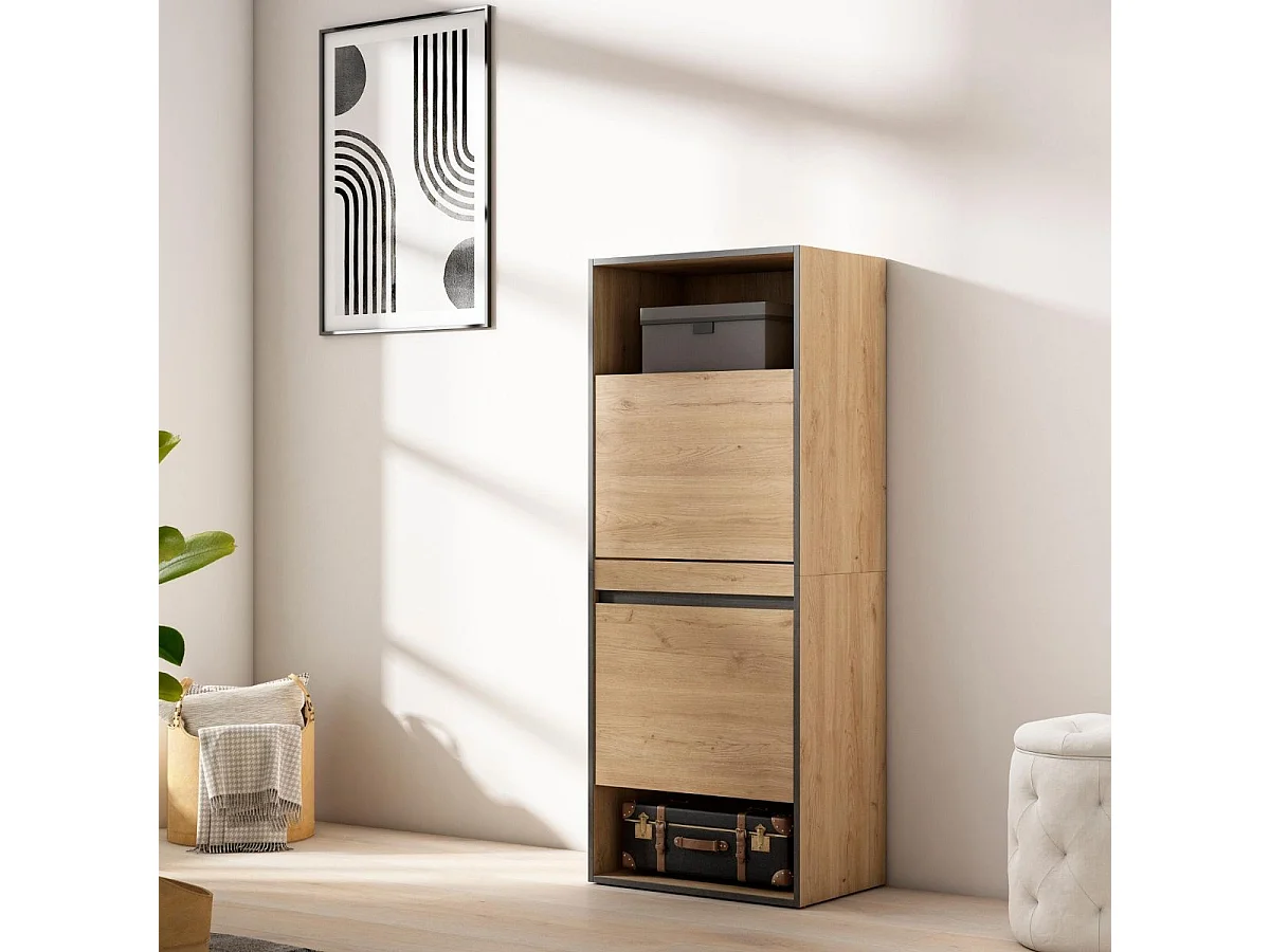 Zapatero Kroma 2 puertas abatibles 10 pares natural 145x60x35 cm
