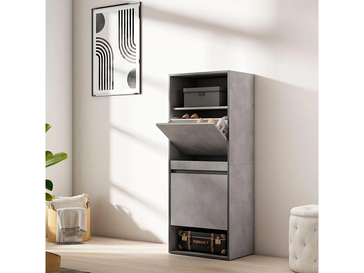 Zapatero Kroma 2 puertas abatibles 10 pares gris 145x60x35 cm