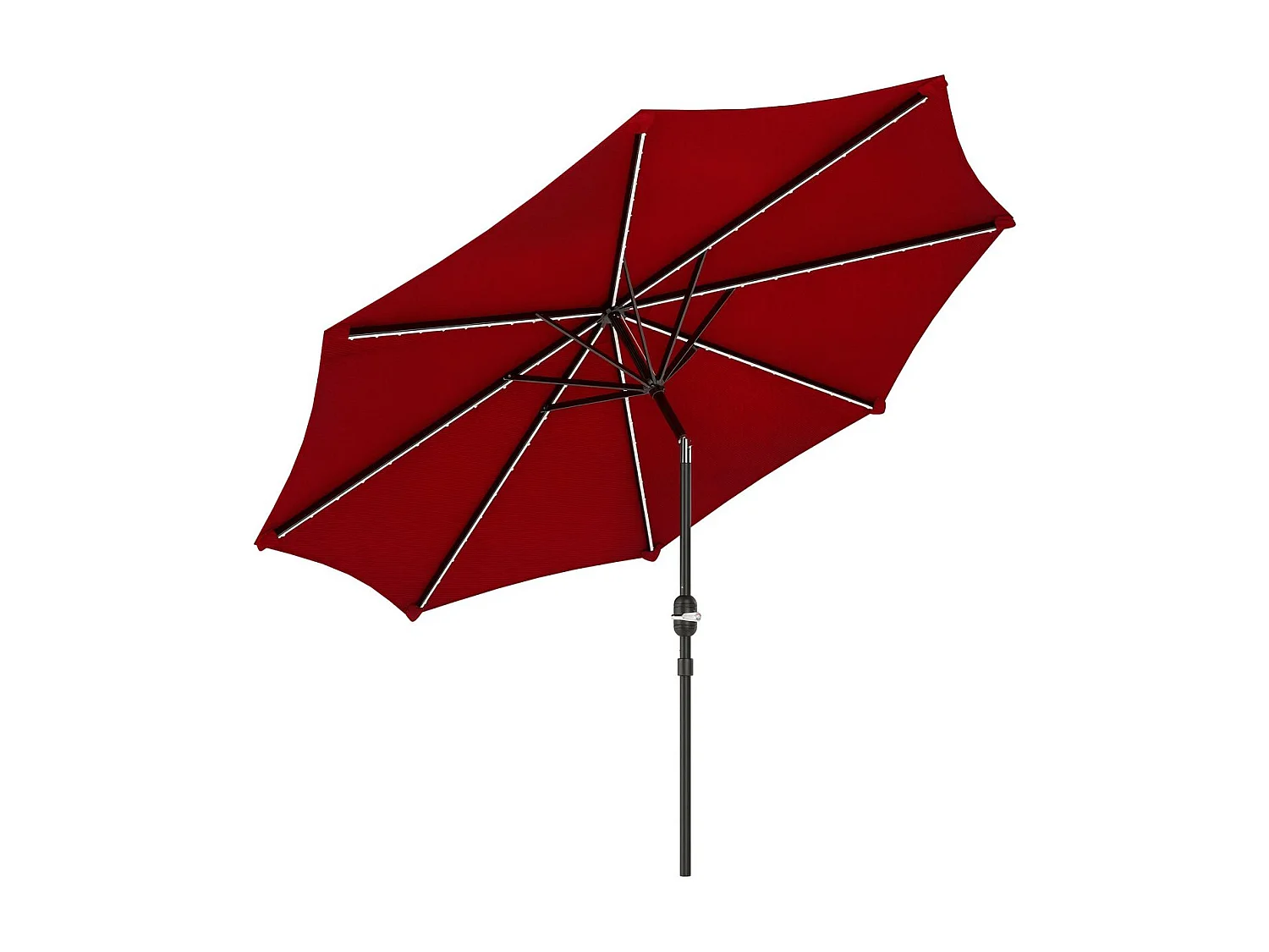 Sombrilla de jardín Rosa Outsunny con manivela y ángulo ajustable rojo Ø292x252 cm