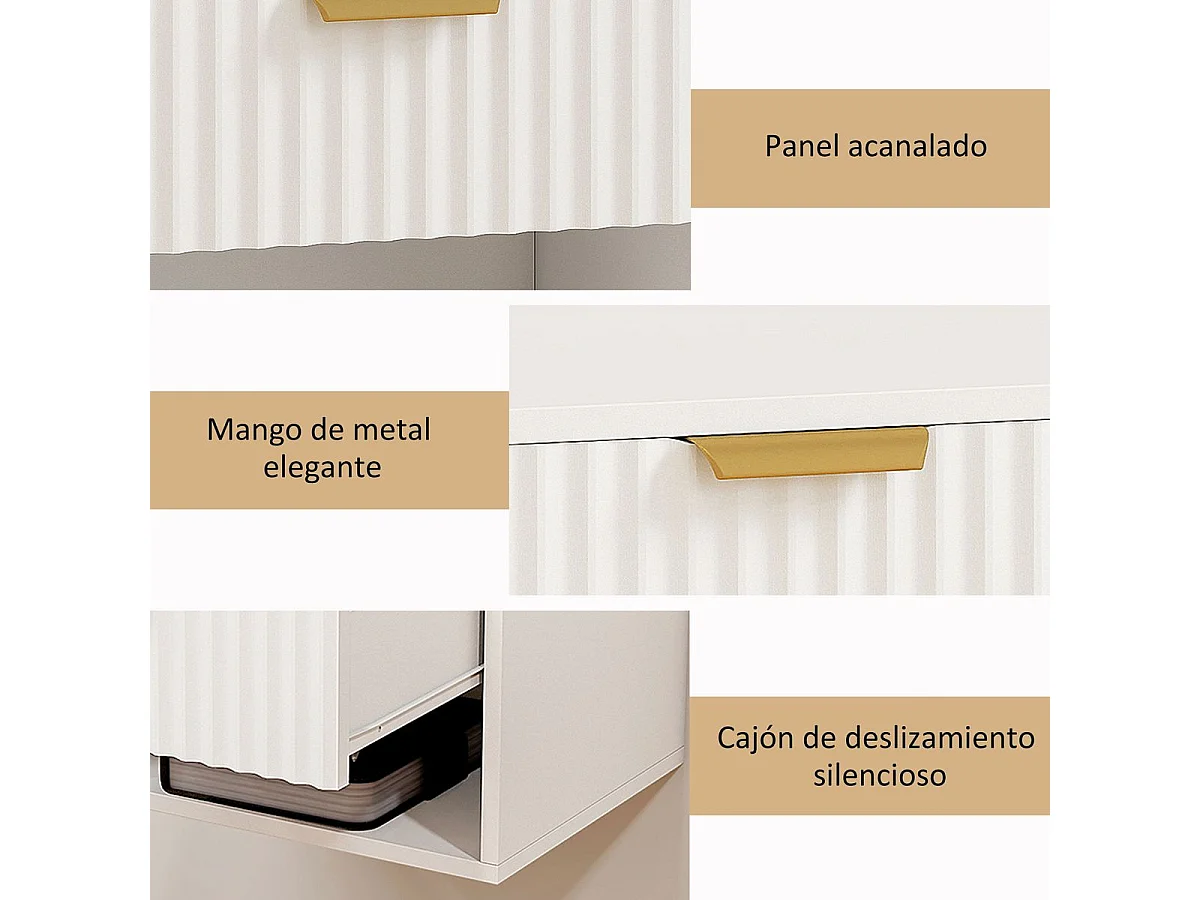 Pack de 2 mesitas de noche Berta flotantes con estante y cajón blanco