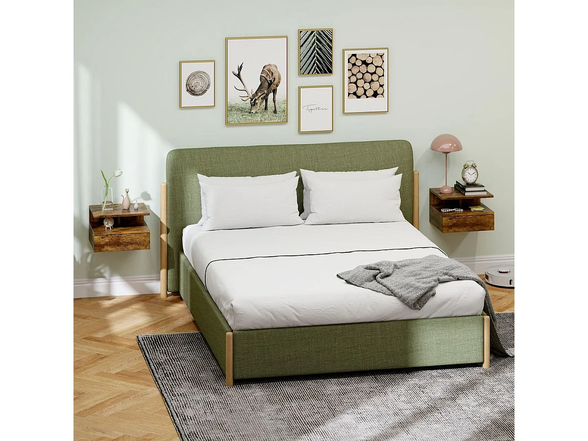Pack de 2 mesitas de noche Berta flotantes con estante y cajón blanco