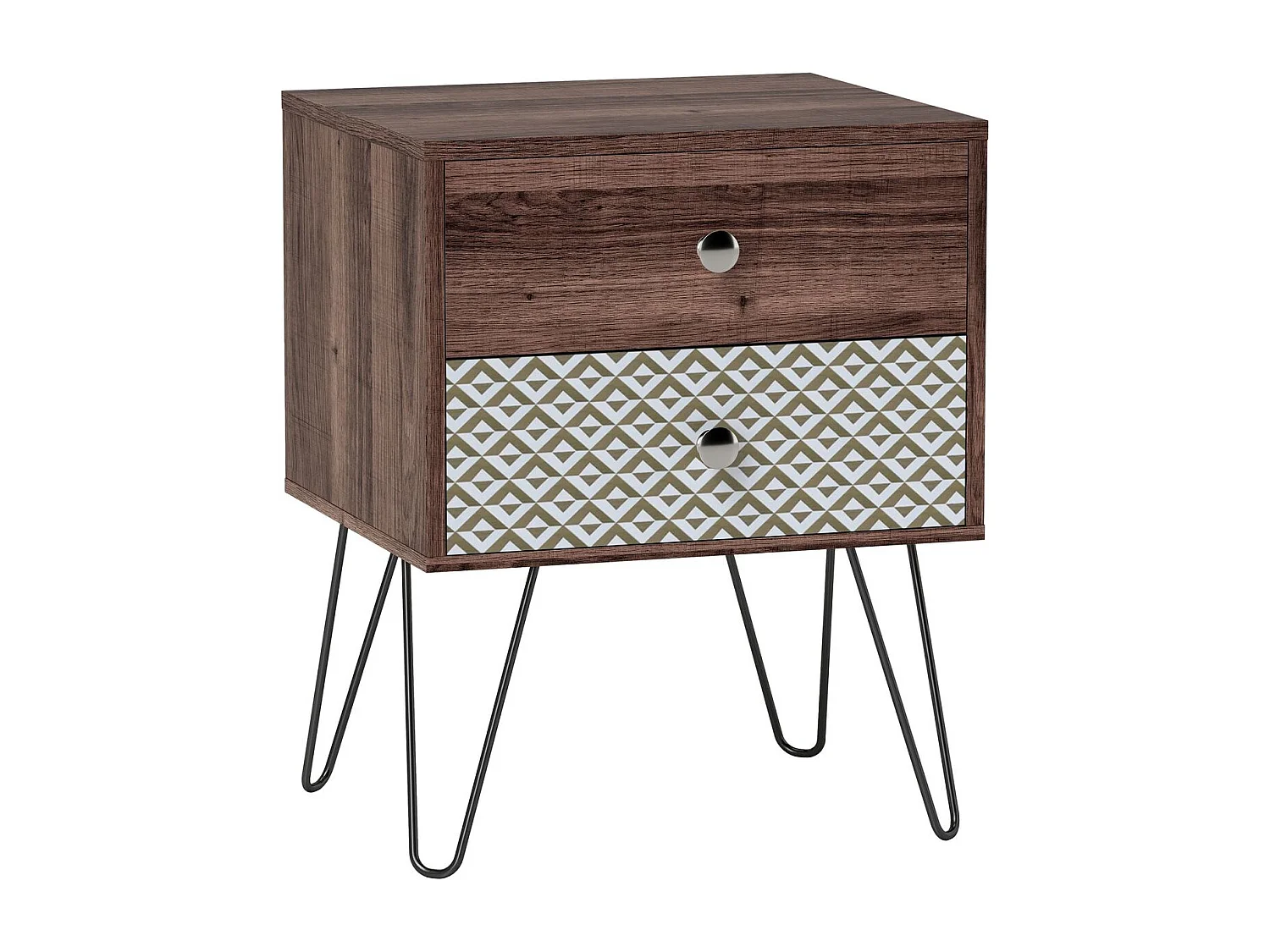 Mesita de noche Boho Homcom 2 cajones marrón 55,5x45x39 cm