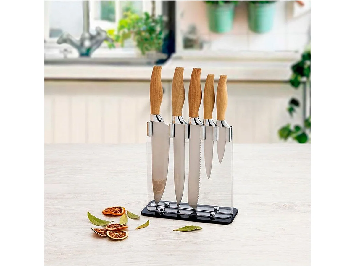 Set 5 cuchillos Baobab 5 piezas con expositor acero inoxidable