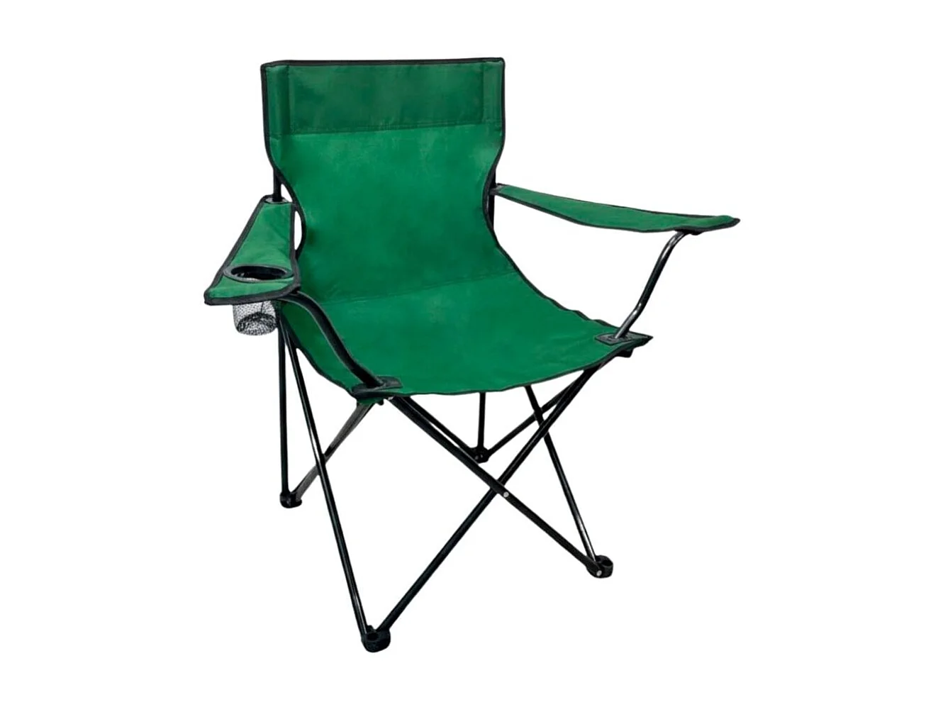 Silla de camping con soporte para vaso y bolsa de transporte verde 80x50x50 cm