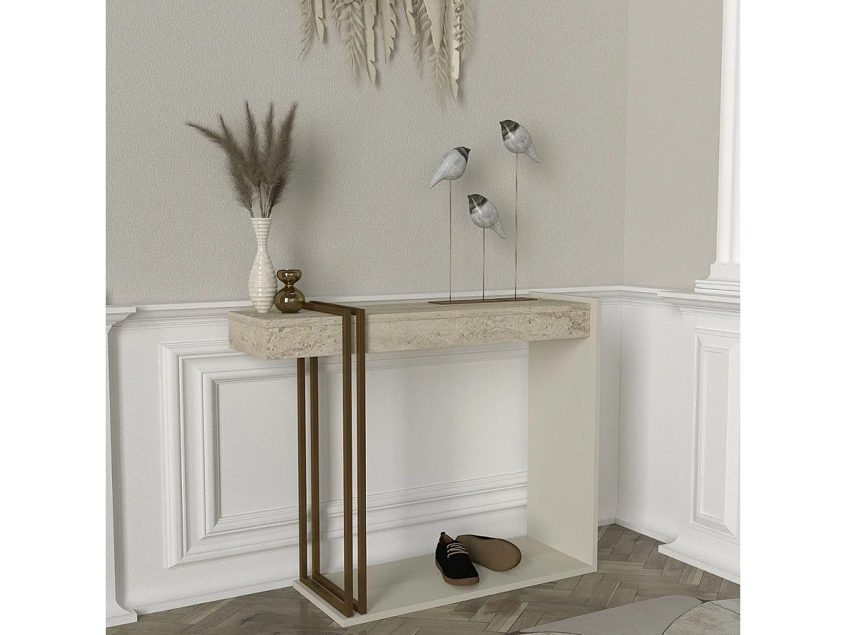 Consola Desca con estantes blanco/natural 74,2x91,8x29,6 cm