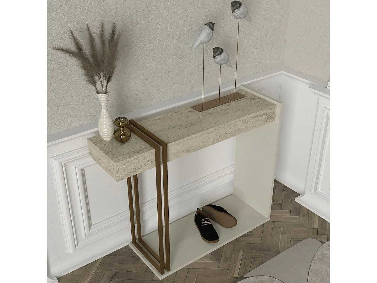 Consola Desca con estantes blanco/natural 74,2x91,8x29,6 cm