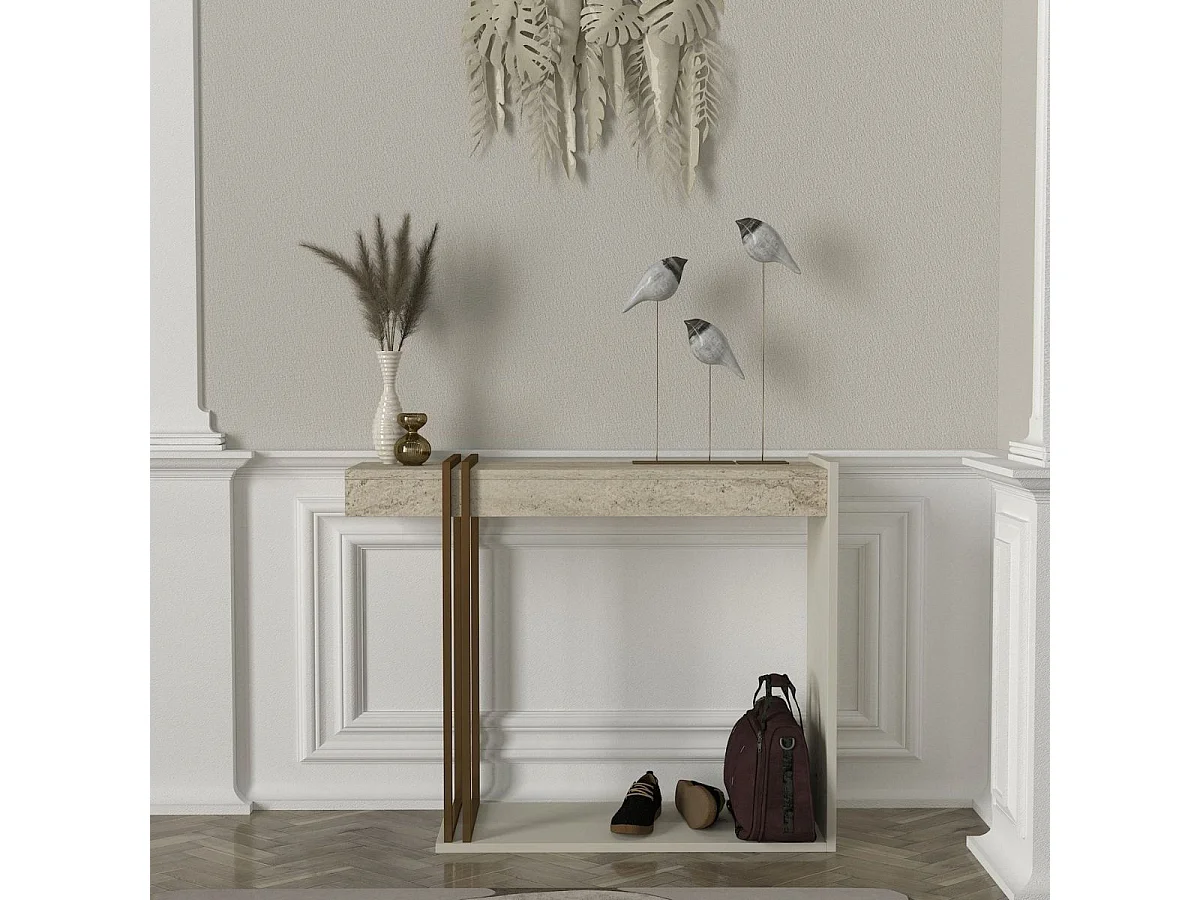 Consola Desca con estantes blanco/natural 74,2x91,8x29,6 cm