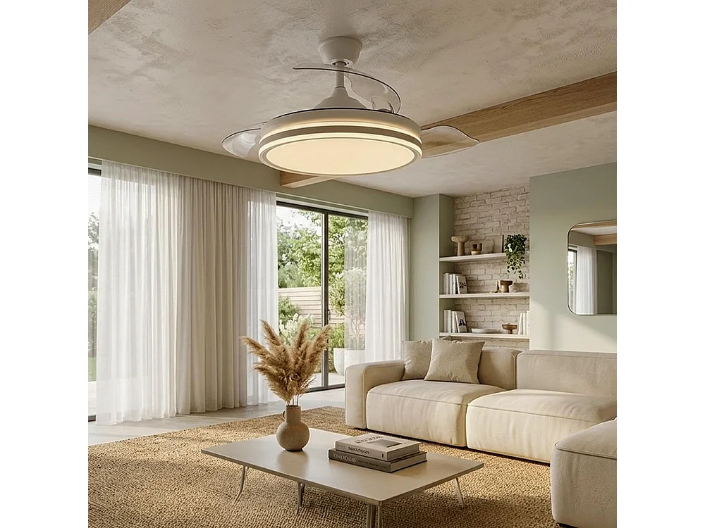 Ventilador de techo led retráctil 107 cm blanco wifi - EOS Plus