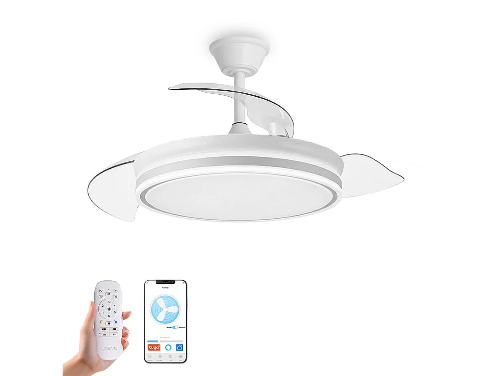 Ventilador de techo led retráctil 107 cm blanco wifi - EOS Plus