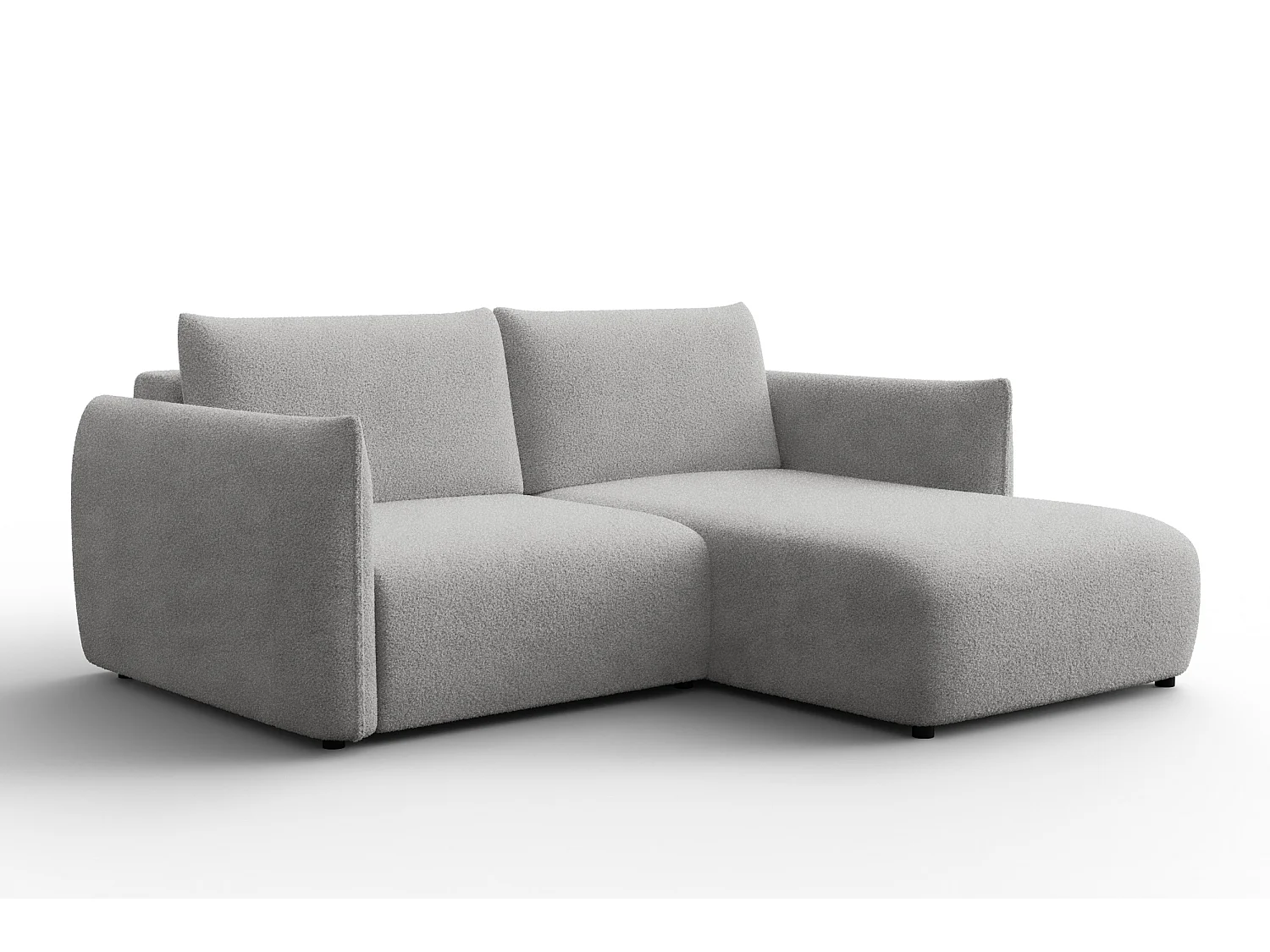 Ecksofa 3-Sitzer rechts TAUER, Bouclé-Stoff hellgrau