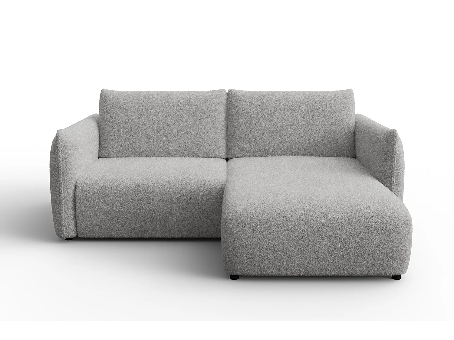 Ecksofa 3-Sitzer rechts TAUER, Bouclé-Stoff hellgrau