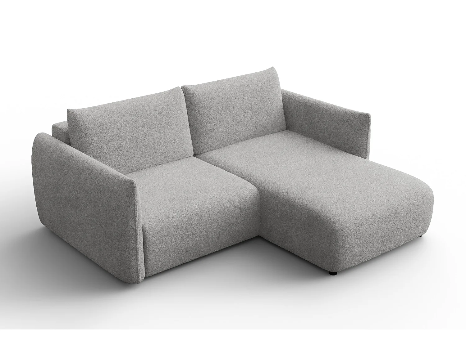 Ecksofa 3-Sitzer rechts TAUER, Bouclé-Stoff hellgrau