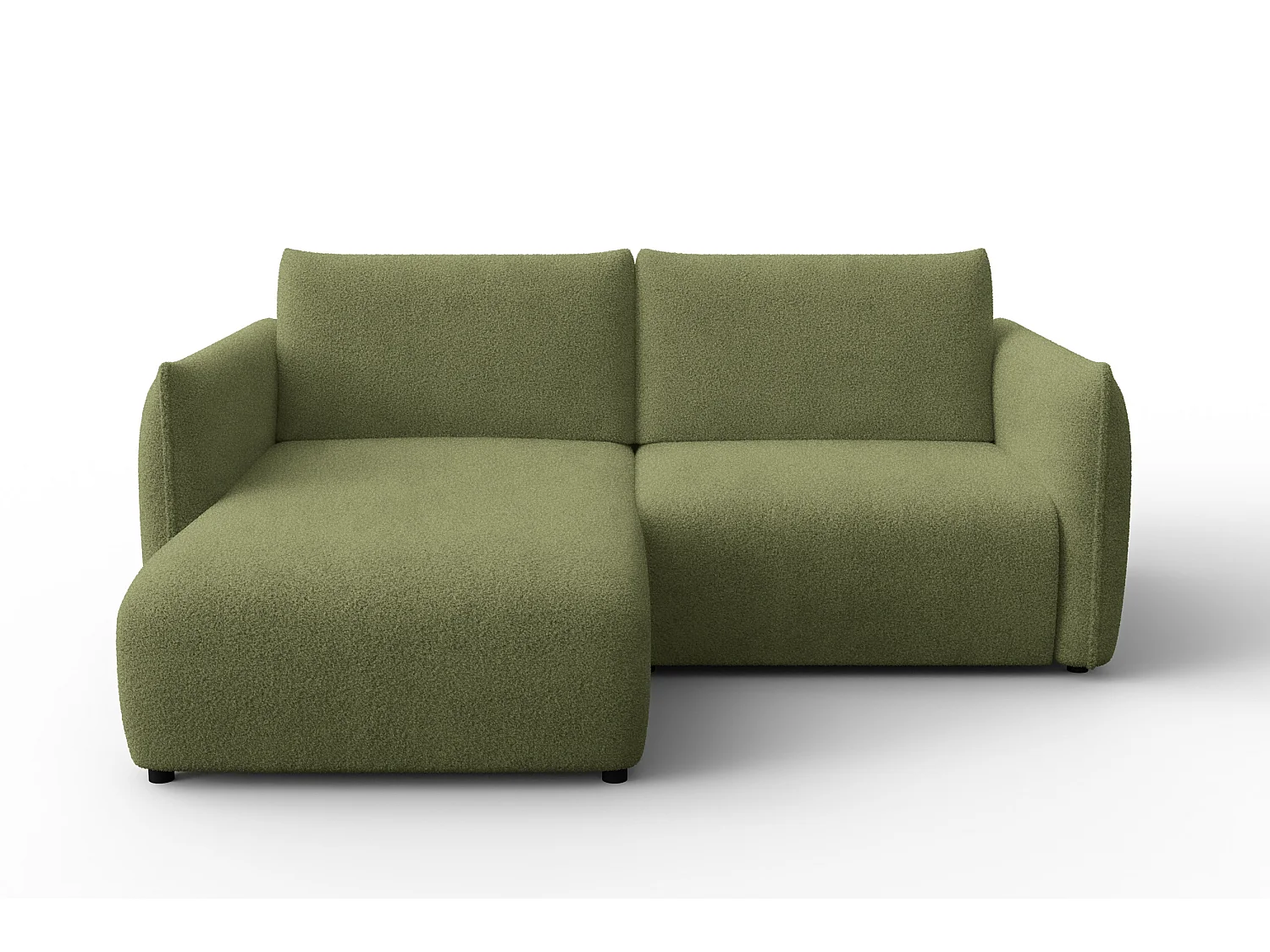 Ecksofa 3-Sitzer links TAUER, Bouclé-Stoff grün